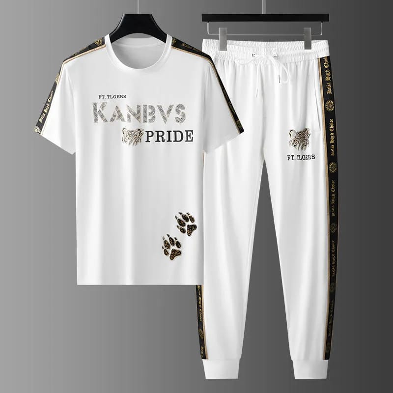 Premium Quality Stylist Printed Half Sleeve T-Shirt & Full pant ( Set )for Men