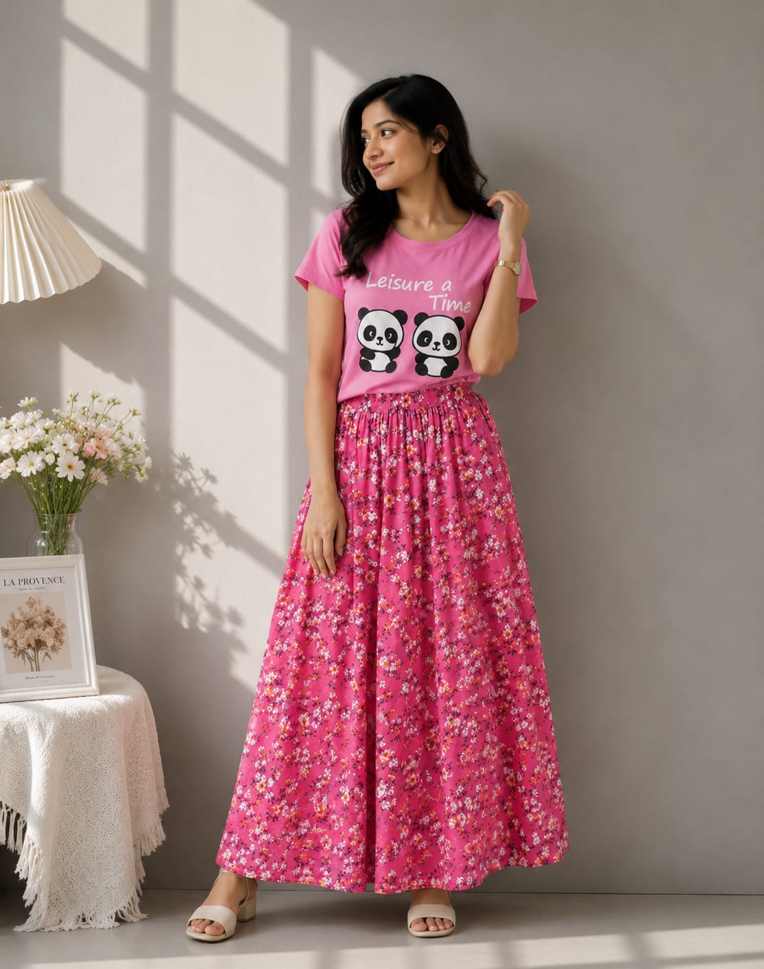 Linen Skirt and Tshirt Set