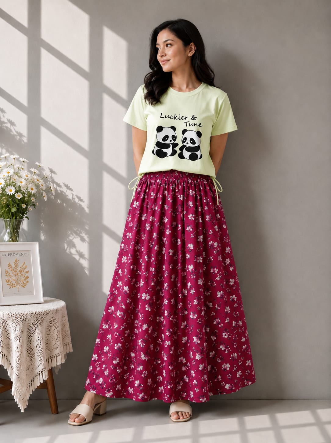 Linen Skirt and Tshirt Set