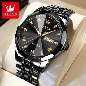 OLEVS 9931G New Exclusive Design Quartz Watch Brand: OLEVS Model Number : 9931G Brand: Olevs With Box Master Copy Water resistance Movement brand: Quartz Mov't Dial window material type: Glass Dial diameter: 41mm Case shape: Round Band width: 12mm Band length: 19CM Clasp type: Push button hidden clasp Water resistance depth: 3BAR Case thickness: 9.5mm Type: Fashion, Luxury, Business Feature Band material type: Stainless steel Case material: Alloy Dial display: Pointer